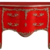 Casa Padrino Barock Kommode mit 2 Schubladen Antik Rot / Silber - Handgefertigte Massivholz Kommode im Barockstil - Handgefertigte Barock Möbel - Edel & Prunkvoll