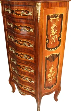 Casa Padrino Barock Kommode Mahagoni Intarsien mit 7 Schubladen 123 x 70 x 35 cm - Antik Stil