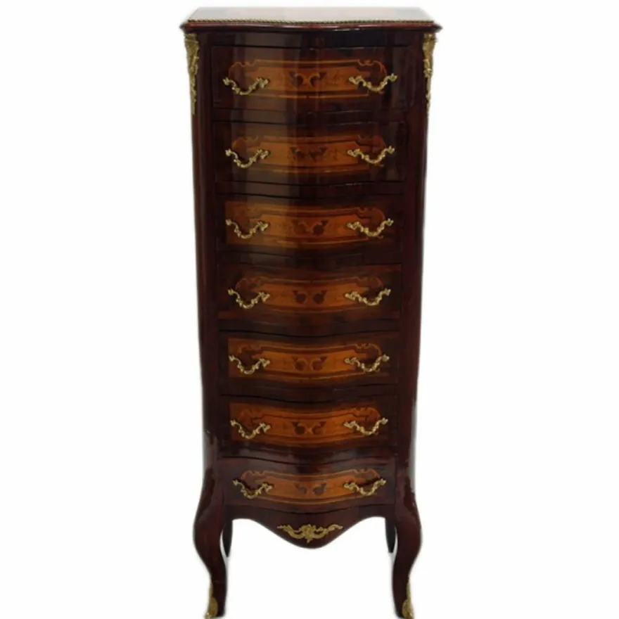 Casa Padrino Barock Kommode mit 7 Schubladen Mahagoni - Kommode Gerade Front B 60 x T 30 x H 115 cm