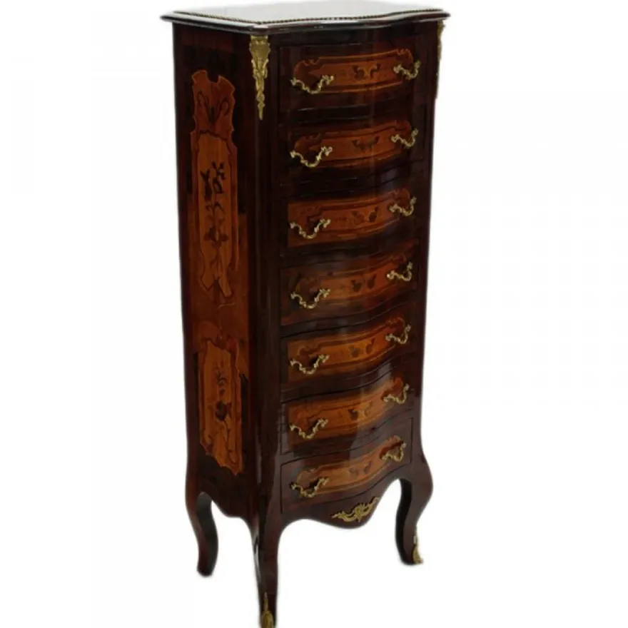 Casa Padrino Barock Kommode mit 7 Schubladen Mahagoni - Kommode Gerade Front B 60 x T 30 x H 115 cm
