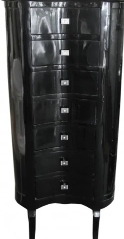 Casa Padrino Barock Kommode Oval Schwarz Hochglanz, 7 Schubladen, 126 x 56 x 34 cm