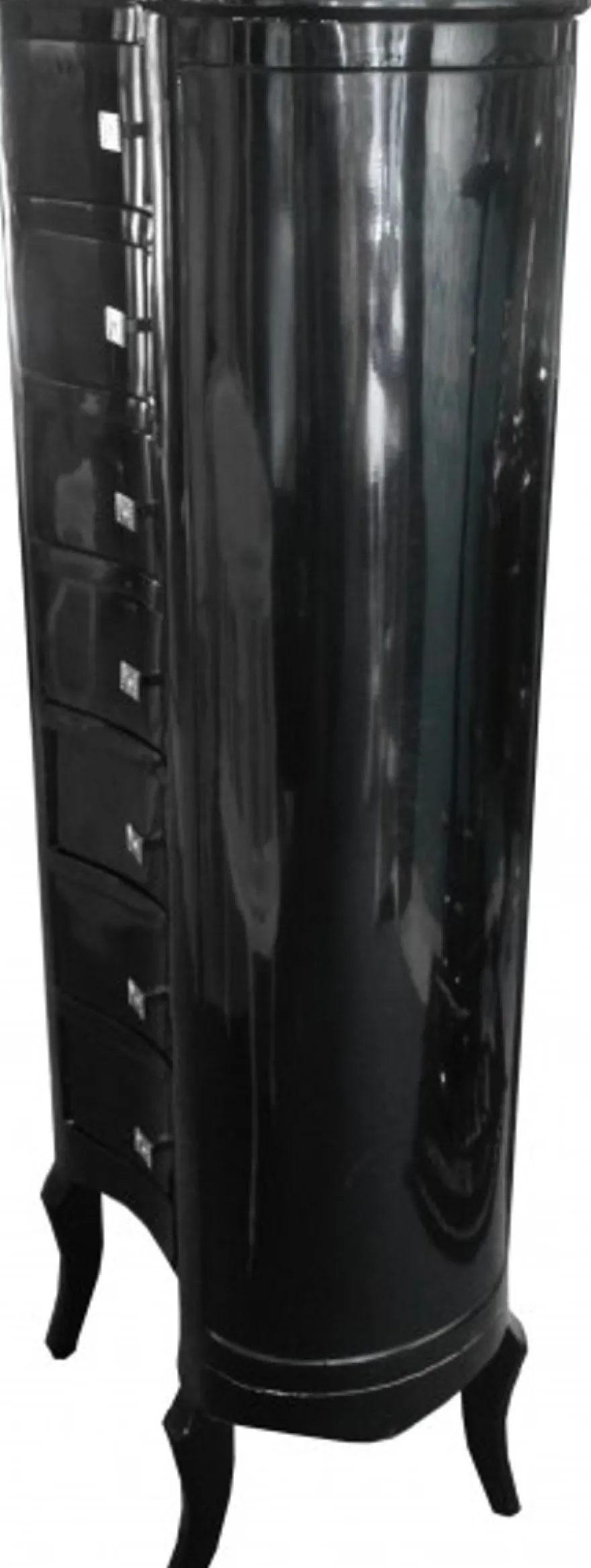 Casa Padrino Barock Kommode Oval Schwarz Hochglanz, 7 Schubladen, 126 x 56 x 34 cm