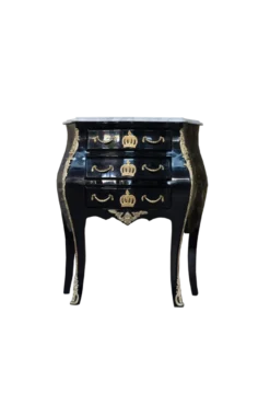 Casa Padrino Barock Kommode Pompöös von Harald Glööckler mit 3 Schubladen und Marmorplatte in Schwarz / Gold / Weiß, 63 x 41 x 78 cm