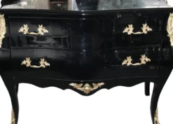 Casa Padrino Barock Kommode Schwarz 120 cm mit goldenen Metallapplikationen