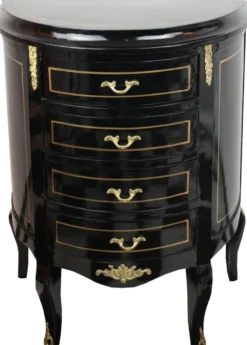 Casa Padrino Barock Kommode Schwarz/Gold Breite 68 cm - Antik Stil Möbel