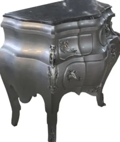 Casa Padrino Barock Kommode Silber mit Marmorplatte - Luxuriöse Kommode in Silber, B 95 cm x H 89 cm