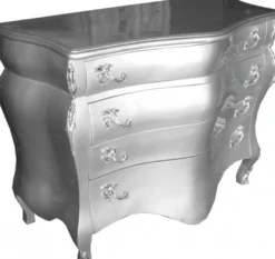 Casa Padrino Barock Kommode Silber 120 x 56 x 92 cm - Handgefertigte Luxus Kommode im Antik Stil