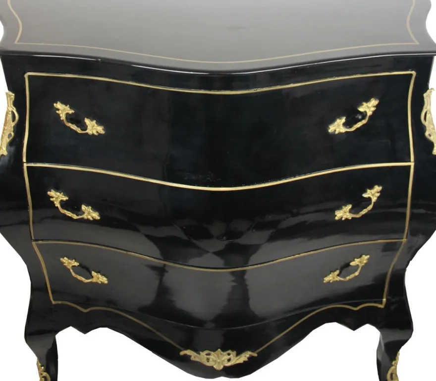 Casa Padrino Barock Kommode Schwarz/Gold Breite 120 cm - Antik Stil Möbel