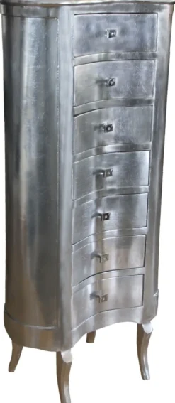 Casa Padrino Barock Kommode Silber mit 7 Schubladen Oval - Antik Stil - Barock Möbel