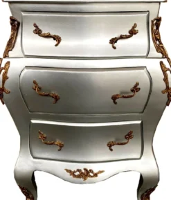 Casa Padrino Barock Kommode Silber 60 x 39 x 69 cm - Handgefertigte Art Deco Möbel