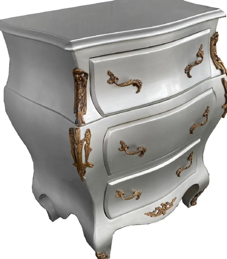 Casa Padrino Barock Kommode Silber 60 x 39 x 69 cm - Handgefertigte Art Deco Möbel
