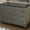 Casa Padrino Barock Kommode Silber 100 x 45 x H. 90 cm - Massivholz Schlafzimmer Kommode mit 4 Schubladen - Barock Schlafzimmer Möbel