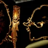 Casa Padrino Barock Kommode Schwarz / Gold 130 cm mit Metallapplikationen und Marmorplatte
