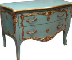 Casa Padrino Barock Kommode Türkis / Gold Antik Stil 130 cm - Handgefertigt aus Massivholz - Limited Edition