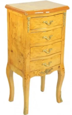 Casa Padrino Barock Kommode Vogelaugenahorn mit 4 Schubladen - Handgefertigt aus Massivholz, Breite 40 cm, Tiefe 30 cm, Höhe 80 cm