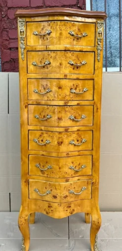Casa Padrino Barock Kommode Vogelaugen Ahorn - Handgefertigter Barockstil Massivholz Schrank im mit 7 Schubladen - Wohnzimmer Möbel im Barockstil - Barock Möbel - Barock Einrichtung