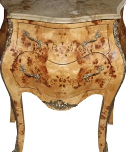 Casa Padrino Barock Kommode Vogelaugenahorn mit 2 Schubladen, Marmorplatte in Creme, 68 x 40 x 72 cm