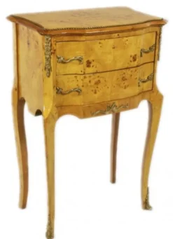 Casa Padrino Barock Kommode Vogelaugen Ahorn / Gold mit 2 Schubladen - Nachtschrank im Antik Stil - 50 x 30 x 80 cm