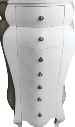 Casa Padrino Barock Kommode Weiss 131 x 68 x 46 cm - Antik Stil Kommode aus Massivholz