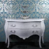 Casa Padrino Barock Kommode Weiß Glitzerlook 120cm - Handgefertigtes Luxusmöbel im Antik Stil