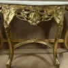 Casa Padrino Barock Konsole Gold / Creme - Handgefertigter Massivholz Konsolentisch mit Marmorplatte - Antik Stil Konsole - Antik Stil Möbel - Barock Möbel - Barock Einrichtung