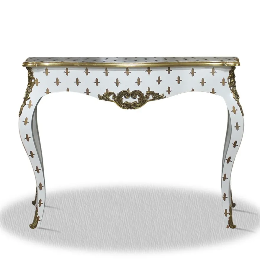 Casa Padrino Barock Konsole im Antik Stil in Weiß und Gold 100 x 40 x H. 85 cm - Luxuriöser Konsolentisch