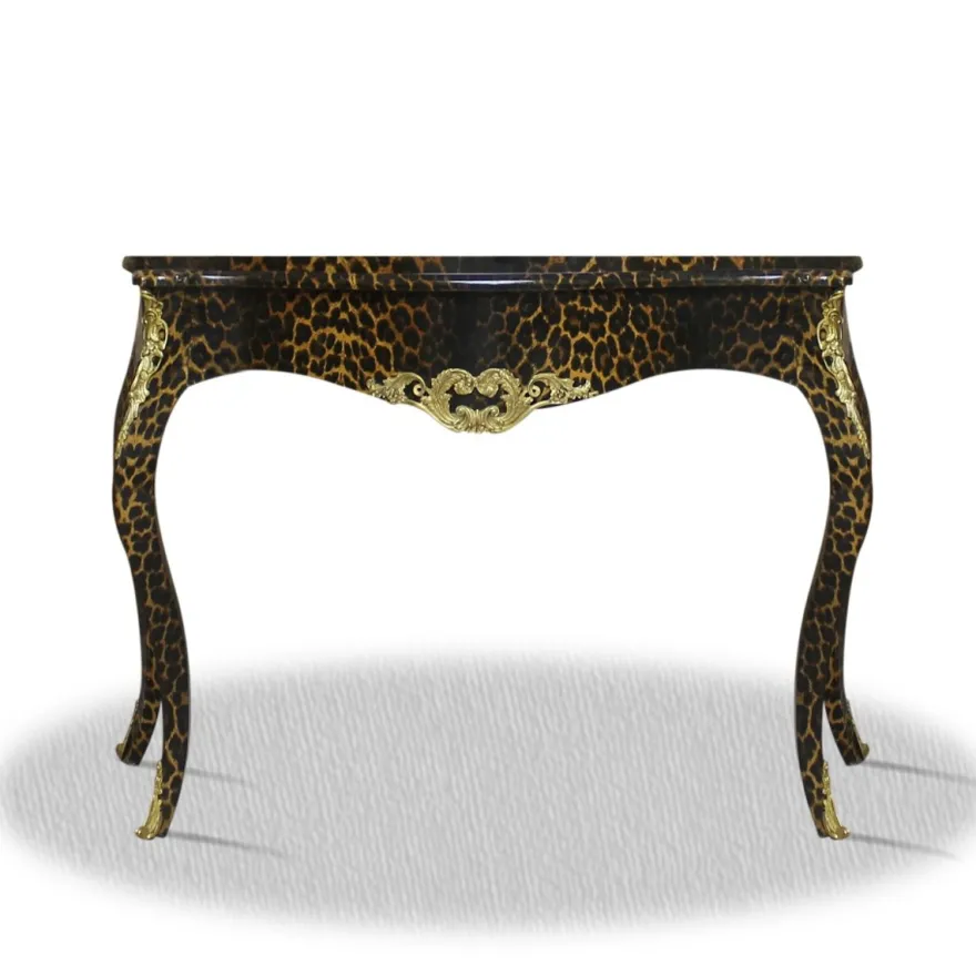 Casa Padrino Barock Konsole Leopard Gold 100 x 40 x H. 85 cm - Luxus Möbel