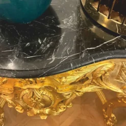 Casa Padrino Barock Konsole mit Marmorplatte Gold / Schwarz 150 cm - 1B Ware