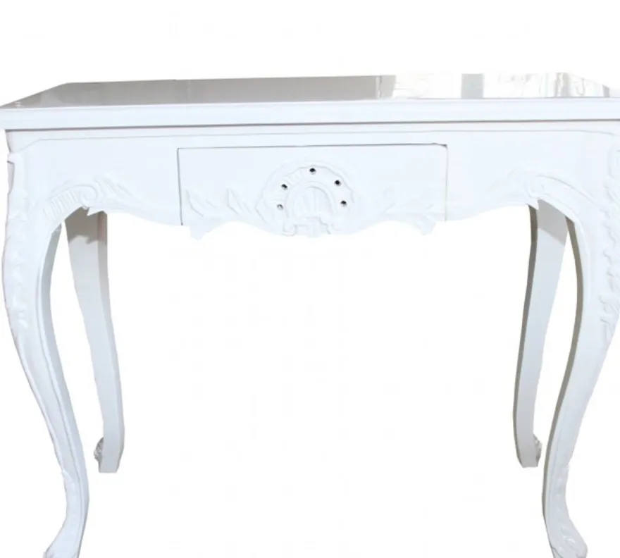 Casa Padrino Barock Konsolentisch Weiss mit Schubladen - Damen Schminktisch im Antik Stil - 101 x 44 x 84 cm