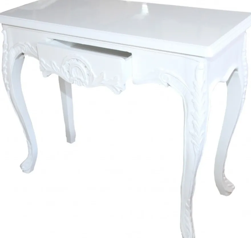 Casa Padrino Barock Konsolentisch Weiss mit Schubladen - Damen Schminktisch im Antik Stil - 101 x 44 x 84 cm
