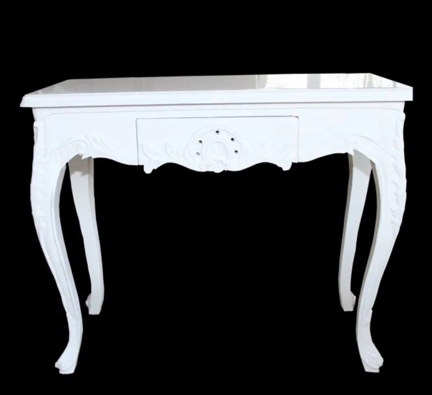 Casa Padrino Barock Konsolentisch Weiss mit Schubladen - Damen Schminktisch im Antik Stil - 101 x 44 x 84 cm