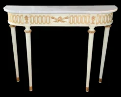 Casa Padrino Barock Konsolentisch Antik Stil Creme/Gold/Weiss 112 x 27 x 90 cm - Luxuriöse Konsole aus Mahagoni Holz