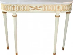 Casa Padrino Barock Konsolentisch Antik Stil Creme/Gold/Weiss 112 x 27 x 90 cm - Luxuriöse Konsole aus Mahagoni Holz