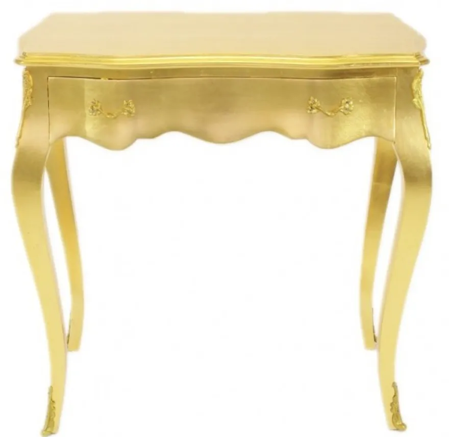 Casa Padrino Barock Konsolentisch in Gold mit Schublade 80 x 40 x 75 cm im antiken Stil