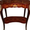 Casa Padrino Barock Konsolentisch mit Schubladen in Braun mit Intarsien - Nierenform - 81 x 45 x 80 cm - Antik Stil Telefontisch