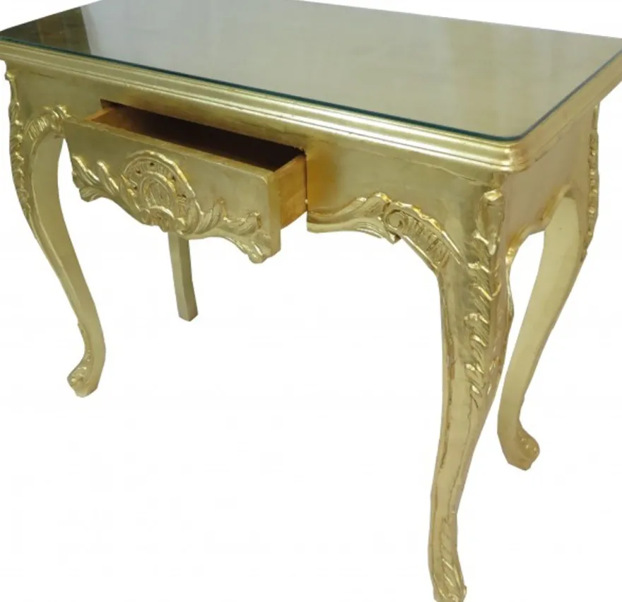 Casa Padrino Barock Konsolentisch Gold mit Schubladen, Damen Schminktisch im Antik Stil, 101 x 44 x 84 cm