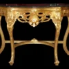 Casa Padrino Barock Konsolentisch Gold / Schwarz mit Marmorplatte Mod2 - Edle Konsole für exklusive Wohnbereiche 118 x 37 x 88 cm