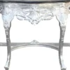 Casa Padrino Barock Konsolentisch in Silber / Schwarz mit schwarzer Marmorplatte, 118 x 37 x 88 cm