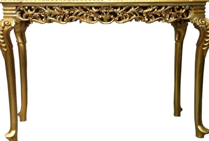 Casa Padrino Barock Konsolentisch Gold mit schwarzer Marmorplatte - Luxuriöse Konsole 122 x 89 x 47 cm