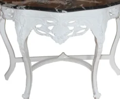 Casa Padrino Barock Konsolentisch in Weiss / Schwarz mit schwarzer Marmorplatte - 118 x 37 x 88 cm
