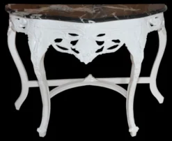 Casa Padrino Barock Konsolentisch in Weiss / Schwarz mit schwarzer Marmorplatte - 118 x 37 x 88 cm