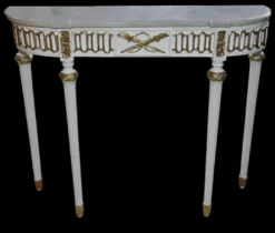 Casa Padrino Barock Konsolentisch mit Marmorplatte, Weiss/Gold 112 cm - Antik Stil Wandtisch