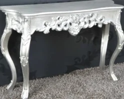 Casa Padrino Barock Konsole Silber 85 cm - Barockstil Konsolentisch - Barock Möbel