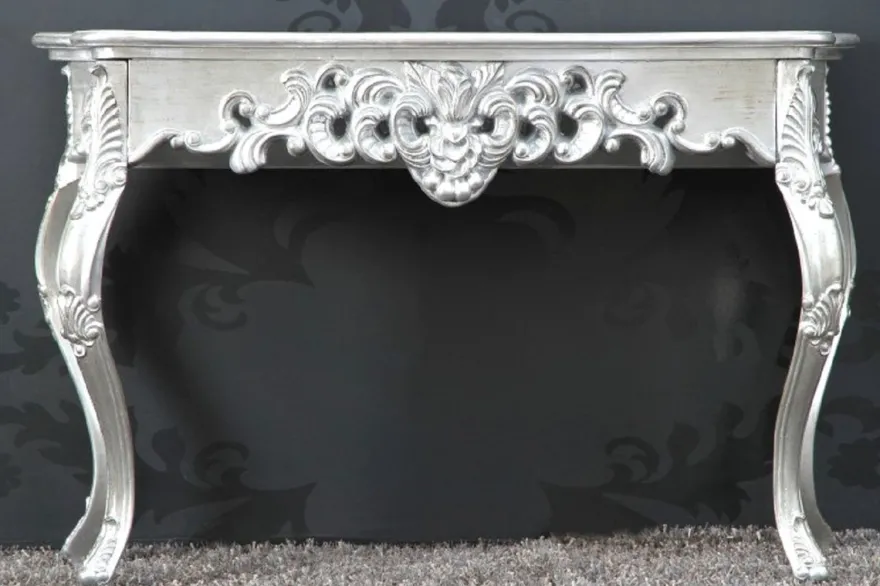 Casa Padrino Barock Konsole Silber 85 cm - Barockstil Konsolentisch - Barock Möbel