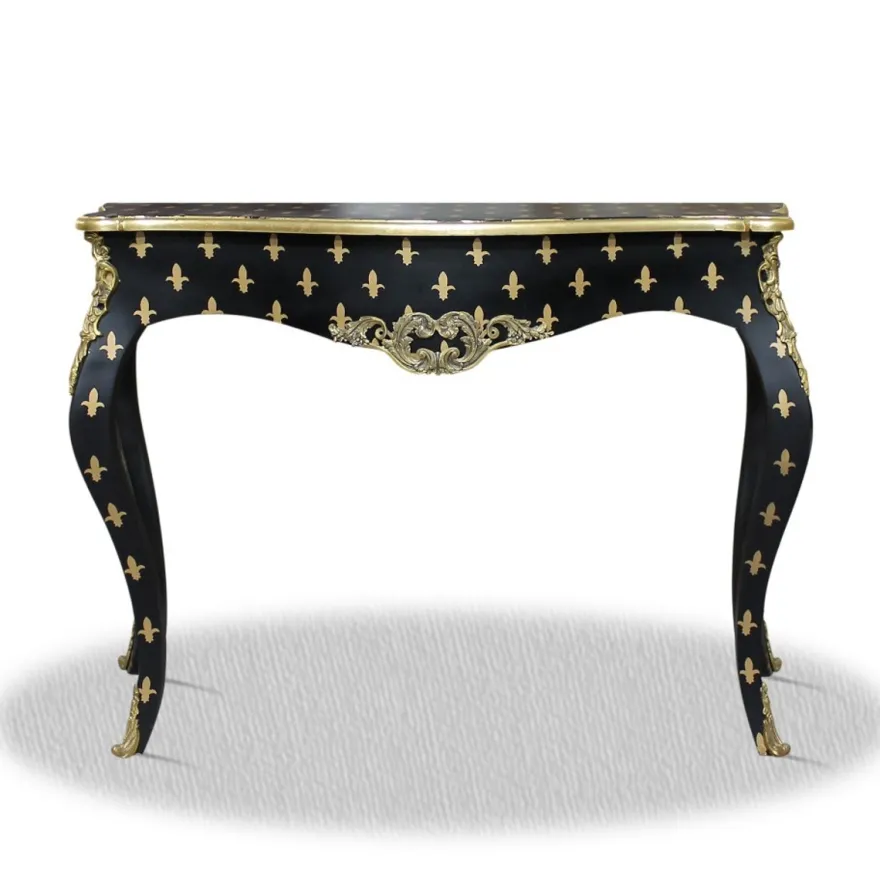 Casa Padrino Barock Konsole Schwarz Gold 100 x 40 x H. 85 cm - Barock Konsolentisch