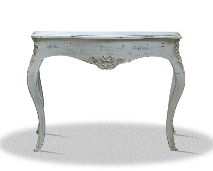 Casa Padrino Barock Konsole Vintage Weiß Silber 100 x 40 x H. 85 cm - Antik Stil Möbel