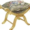 Casa Padrino Barock Kreuzhocker mit Kissen Gold / Mehrfarbig - Handgefertigter Sitzhocker im Barockstil - Antik Stil Hocker - Barock Möbel - Wohnzimmer Möbel im Barockstil - Antik Stil Möbel