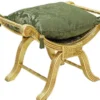 Casa Padrino Barock Kreuzhocker mit Kissen Gold / Grün - Handgefertigter Sitzhocker im Barockstil - Antik Stil Hocker - Barock Möbel - Wohnzimmer Möbel im Barockstil - Antik Stil Möbel