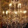 Casa Padrino Barock Kristall Kronleuchter 12-flammig in Silber - Hängeleuchte, Lüster, Hängelampe, Deckenlampe, Ø 98 cm