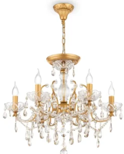 Casa Padrino Barock Kristall Kronleuchter Gold Ø 62 x H. 56 cm - Prunkvoller Lüster im Barockstil - Barock Möbel
